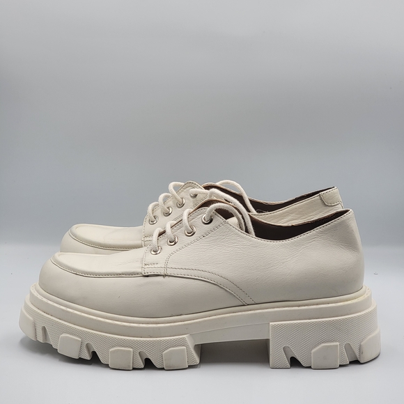 Steve Madden Helga White Leather Chunky Loafers Women’s 10 M - Picture 1 of 8